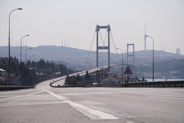 Bosphorus Bridge Istanbul time of lockdown days istanbul 2021