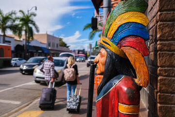 Cityscape scene along popular Calle Ocho in historic Little Havana in Miami