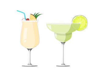 Party cocktails little set. Alcohol drinks illustrations.