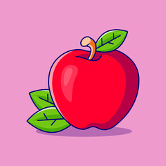 Fruit apple icon illustration. fruit food icon concept isolated.