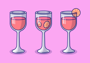 Set of glasses with wine, berries