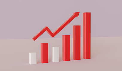 Rising price ,ascending graph for growth success. business and finance. 3d rendering
