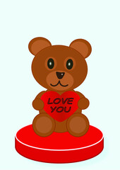 I LOVE YOU, Valentines Day gift bear with heart.