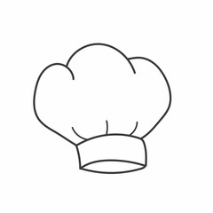 Chef hat icon, hand drawn vector illustration. Line headdress isolated on white background