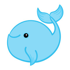 Blue Whale Cartoon Marine animal vector icons.