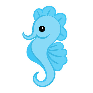 seahorse, vector illustration isolated on white background. Sea horse Cute cartoon Icon.