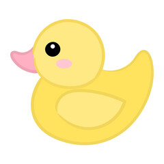 Cute duck cartoon vector illustration. Little yellow Rubber duck icon.