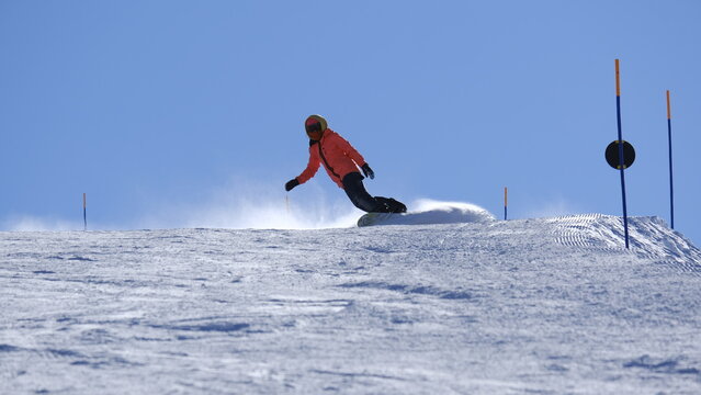 Girl Snowboarder Rides On Velveteen