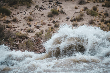 Wave crashing in the river