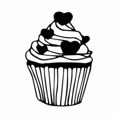 black and white cake with hearts