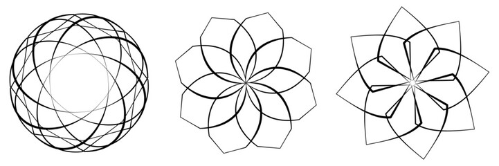 Radiating mandala. Circular geometric motif, icon, shape