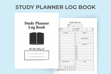 Study planner log book KDP interior. Students daily reading planner and task tracker notebook template. KDP interior journal. Study planner notebook and students daily routine tracker KDP interior.