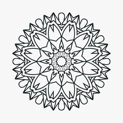 Mandala coloring page pattern decoration. Floral mandala line art vector. Arabic style decoration element. Decorative mandala for coloring pages. Black and white mandala ornament line art.