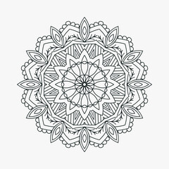 Decoration mandala for coloring pages. Mandala kids coloring page line art. Indian style ornament element. Black and white mandala pattern vector. Floral mandala line art vector.
