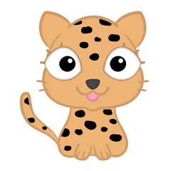 cute leopard. Funny cat cartoon. Cartoon Animal vector illustration