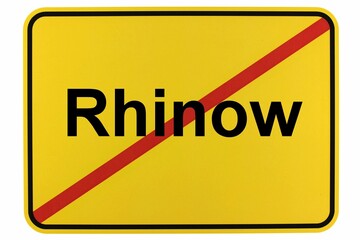 Illustration eines Ortsschildes der Stadt Rhinow