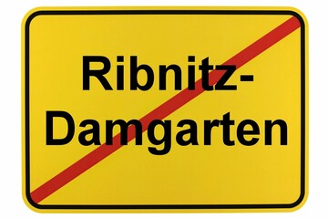 Illustration eines Ortsschildes der Stadt Ribnitz-Damgarten