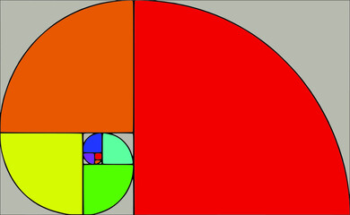 art deco golden ratio painted with rainbow color as lgbt flag symbol