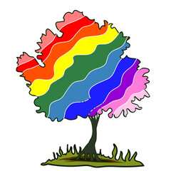 art deco tree painted with rainbow colors as lgbt flag symbol