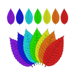 art deco leaves painted with rainbow colors as lgbt flag symbol
