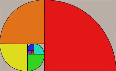 art deco golden ratio painted with rainbow color as lgbt flag symbol
