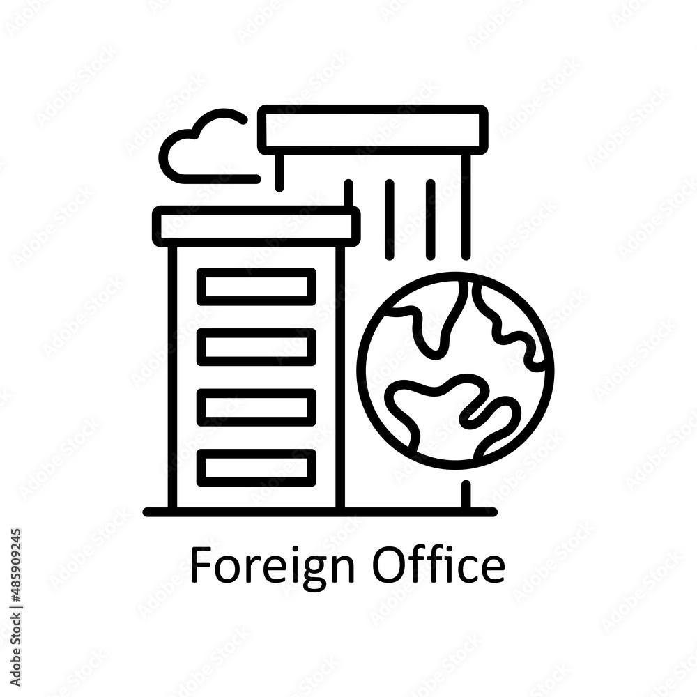Poster foreign office vector outline icon for web isolated on white background eps 10 file