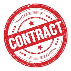 CONTRACT text on red round grungy stamp.