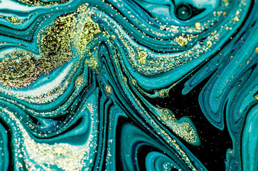 Natural Pattern. Luxury unique painting. Ornament. Marble texture. Trendy art with golden powder. Style incorporates the swirls of marble or the ripples of agate for a luxe effect.