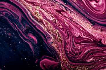 Natural Pattern. Luxury unique painting. Ornament. Marble texture. Trendy art with golden powder. Style incorporates the swirls of marble or the ripples of agate for a luxe effect. - obrazy, fototapety, plakaty