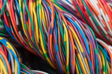 Electrical Wiring Multicolored Cable Close-up