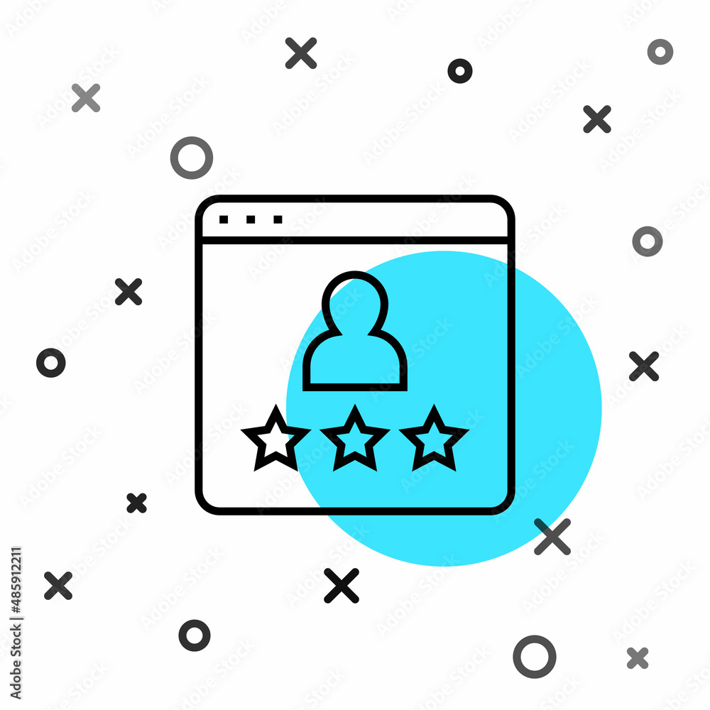 Poster black line consumer or customer product rating icon isolated on white background. random dynamic sha