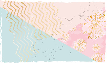 Luxury beauty background Elegant pink blue gold line and flower background Theme of spring summer holiday sale luxury beauty cosmetic fashion Wallpaper background for promo shop season sale Vector art