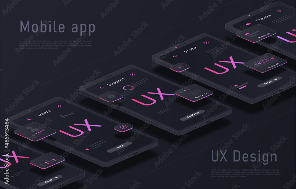 Poster mobile application design abstract concept