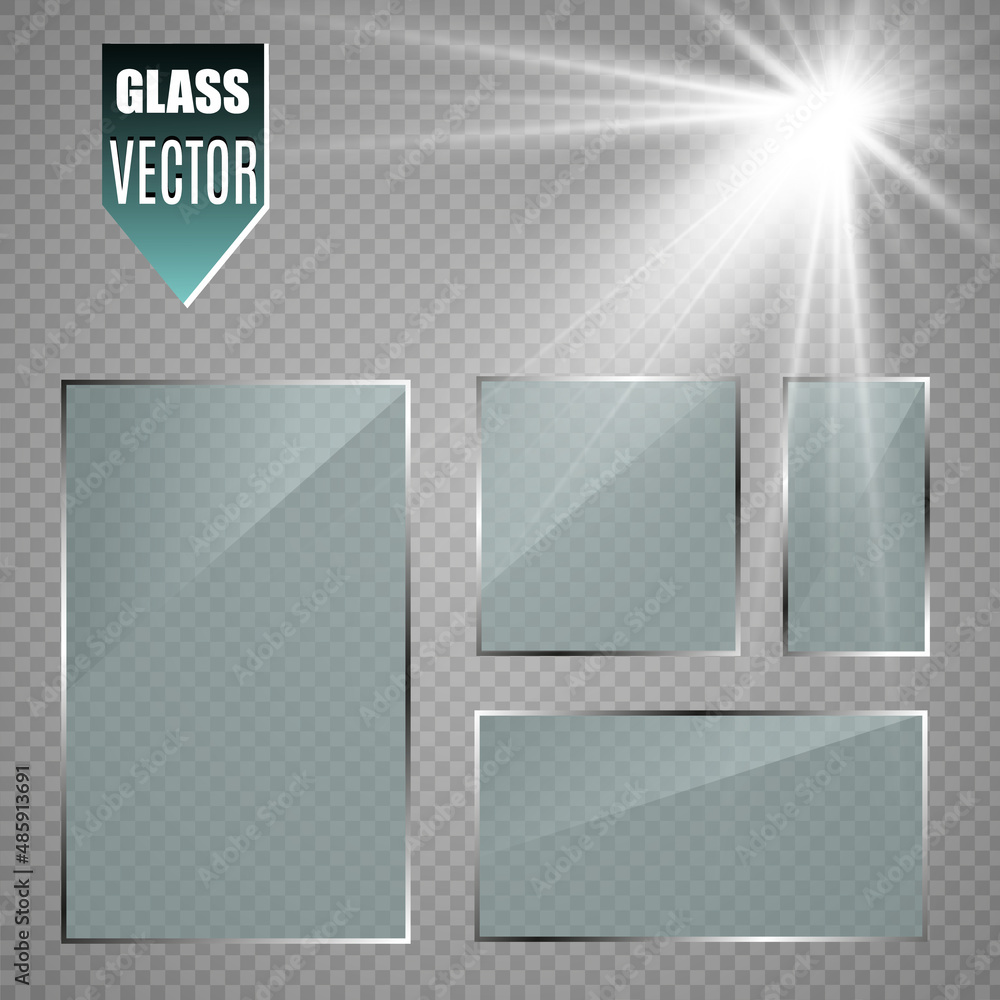 Poster vector glass banners on transparent background.empty transparent glass frame. clean vector backgroun