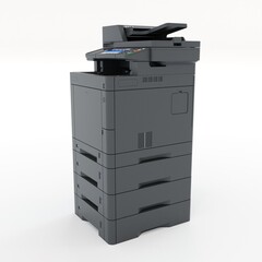 Multi-function printer scanner. Isolated Office professional technology. 3D illustration.