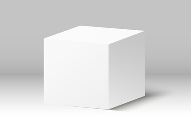 Empty packaging boxes, cube view and product package mockups 3d vector illustration White box mockup.