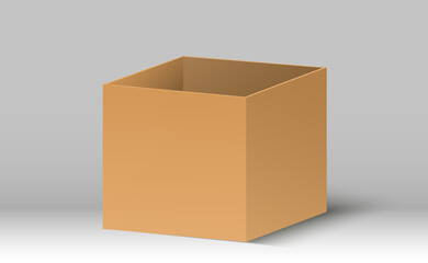 Empty packaging boxes, cube view and product package mockups 3d vector illustration White box mockup.