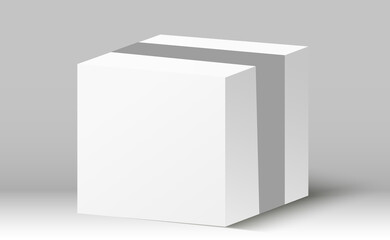 Empty packaging boxes, cube view and product package mockups 3d vector illustration White box mockup.