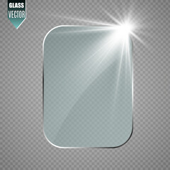 Vector glass banners on transparent background.Empty transparent glass frame. Clean vector background.	