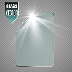 Vector glass banners on transparent background.Empty transparent glass frame. Clean vector background.	