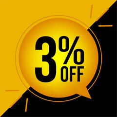 3% off vector art in gold color