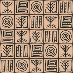 Oriental tribal pattern. Seamless ornamental vector background. Hand drawn ethnic vector illustration.