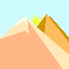 Desert mountains sandstone background. Dry desert under sun, endless sand desert. Vector illustration