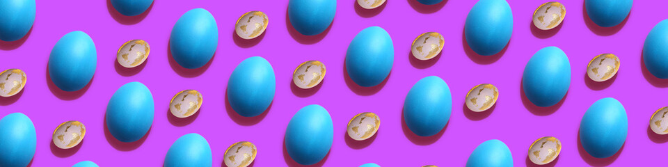 Beautiful Easter eggs on color background