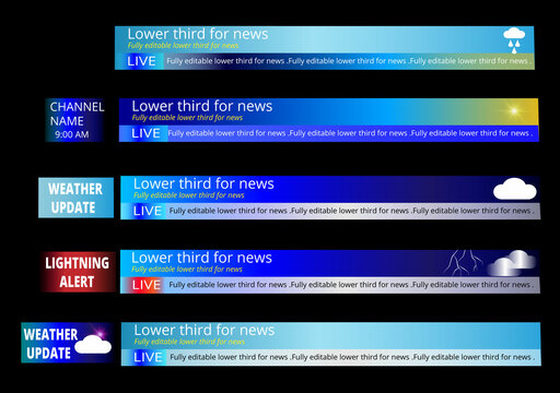 Lower Thirds For Weather Alert Broadcast With Weather Icon