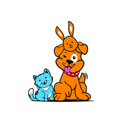 Obraz na płótnie Canvas cat and dog cartoon 