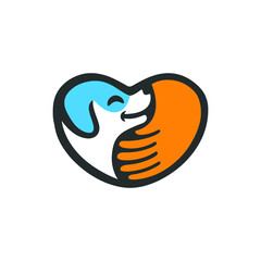 dog love logo design template 