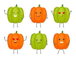 Set of cute Bulgarian peppers