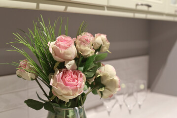 Bouquet of white roses. Valentine's Day