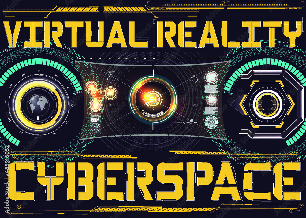 Poster futuristic poster set abstract cosmic shapes. digital design elements hud style. bar labels,info box